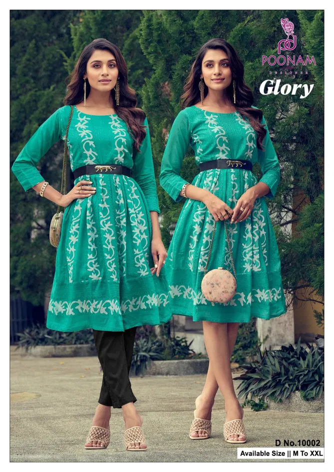 Glory By Poonam Printed Party Wear Kurtis Wholesale Market In Surat With Price